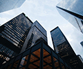 looking up at high-rise buildings